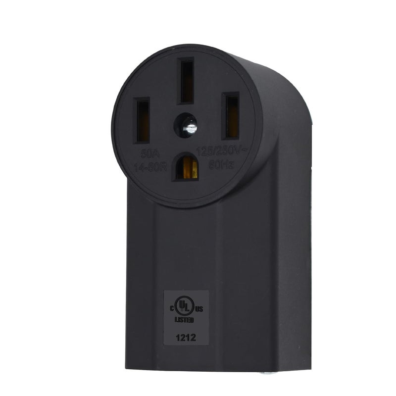 VAV NEMA 14-50R 50 Amp Heavy Duty Outlet, 3-Pole 4-Wire Surface Mount Power Receptacle, UL Certiied, 125/250 Volt Black Stove Outlet, for EV RV Oven Range - Image 1